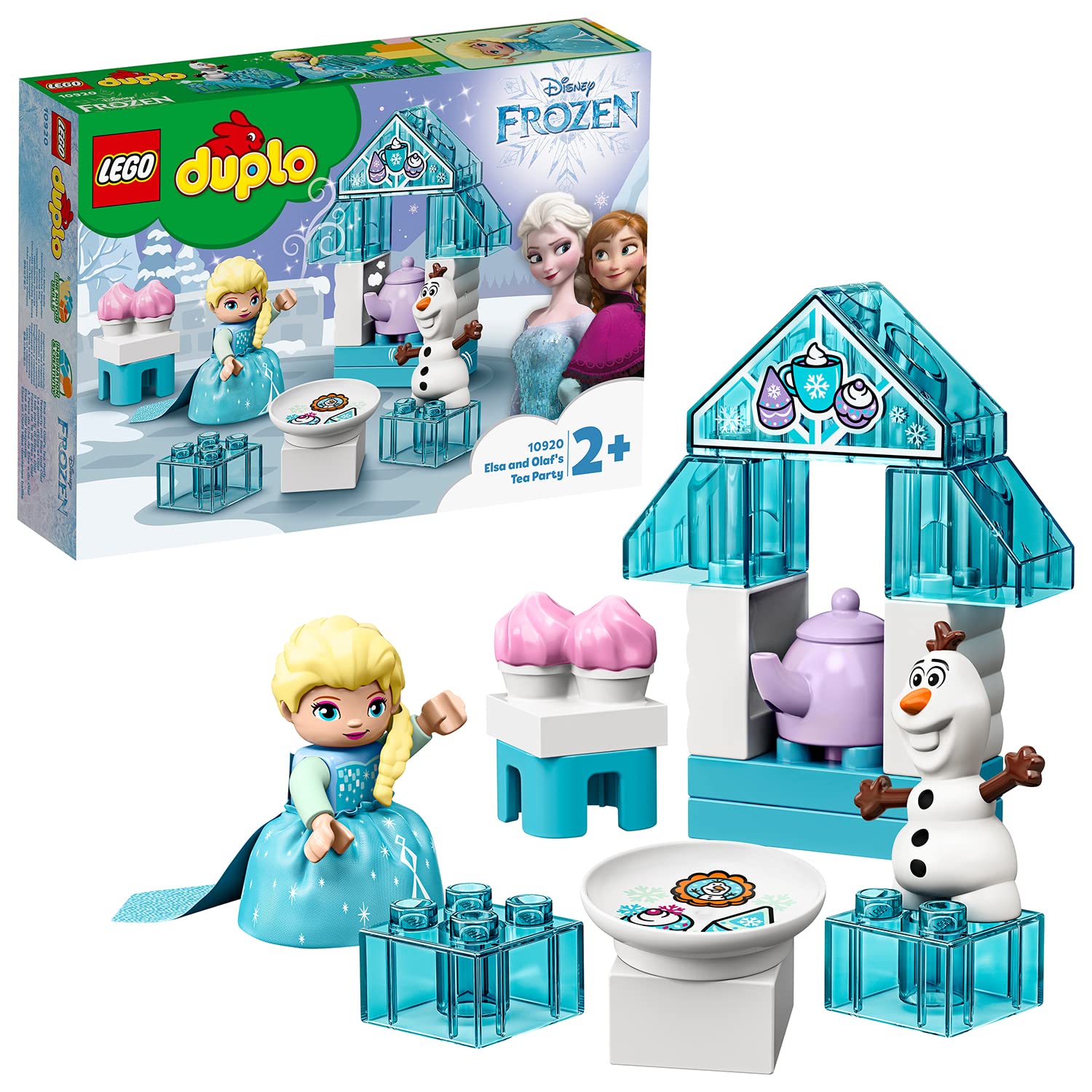 LEGO 10920 DUPLO Disney Princess Frozen 2 Elsa and Olaf's Ice Party Building Toy, with Cupcakes Teapot & Figures, Toys for Toddlers 2 plus Year Old