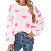 Libsorge Womens Valentine Heart Sweater 2026 Valentines Day Trendy Cute Oversized Long Sleeve Pullover Sweaters