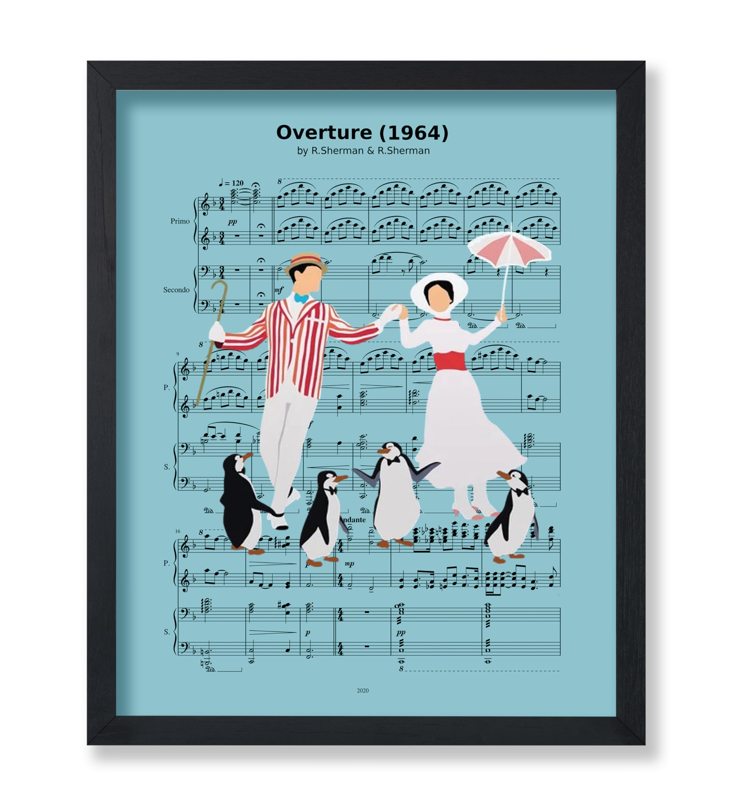 Photo 1 of *** BENT COVER** Poster Master Overture Poster - Overture Sheet Music Print - Musical Movie Art - Penguin Art - Gift for Him, Her, Musician, Lovers - Perfect Decor for Office, Living Room - 8x10 UNFRAMED Wall Art