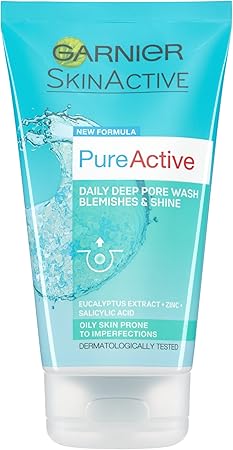 garnier pure active anti blackhead deep pore face wash oily skin 150ml