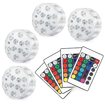 4 Stück Unterwasser Licht, Kohree Multi Farbwechsel Wasserdichte LED für Vase Hochzeit Base Aquarium Teich Halloween Party We