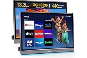 13.3 Inch 4K Upgrade Android 11.0 Car TV Headrest Monitor, MaxAngel 3G+32G TV for Car Back Seat Monitor Touch Screen, Support Phone Wireless Mirror Link/WiFi/Bluetooth/HDMI/AirPlay Portable Car Player
