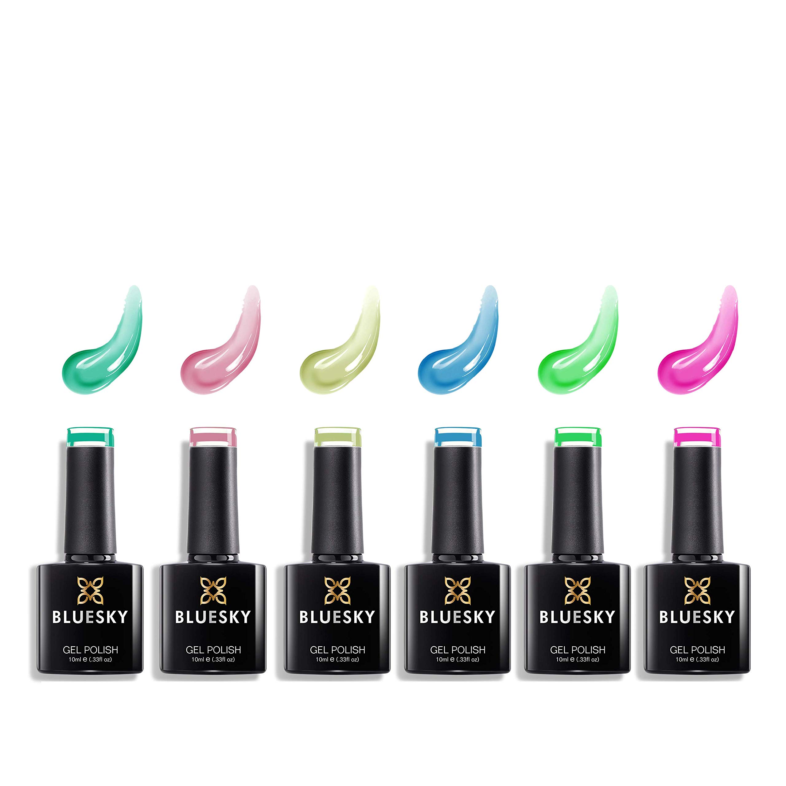 Bluesky Gel Nail Polishes, Lucky Set 20, 6 x 10ml, Green, Pink, Blue (Requires Curing Under LED/UV Nail Lamp)