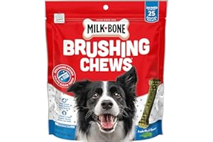 Milk-Bone Brushing Chews Daily Dental Dog Treats, Fresh Mint Flavor, Small/Medium, 25 Count