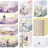 Eersida 240 Sets He is Risen Easter Greeting Cards with Bible Verse for Spring Celebrations 4 x 6'' Jesus Inspiring Bible Message Easter Cards with White Envelopes and Stickers