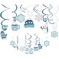 Christmas Snowman,Snowflake,Winter,Snow Frozen Hanging Swirl Decorations for Festival,Party,Together,Celling,Classroom,Home,Office,Bedroom(30Ct)