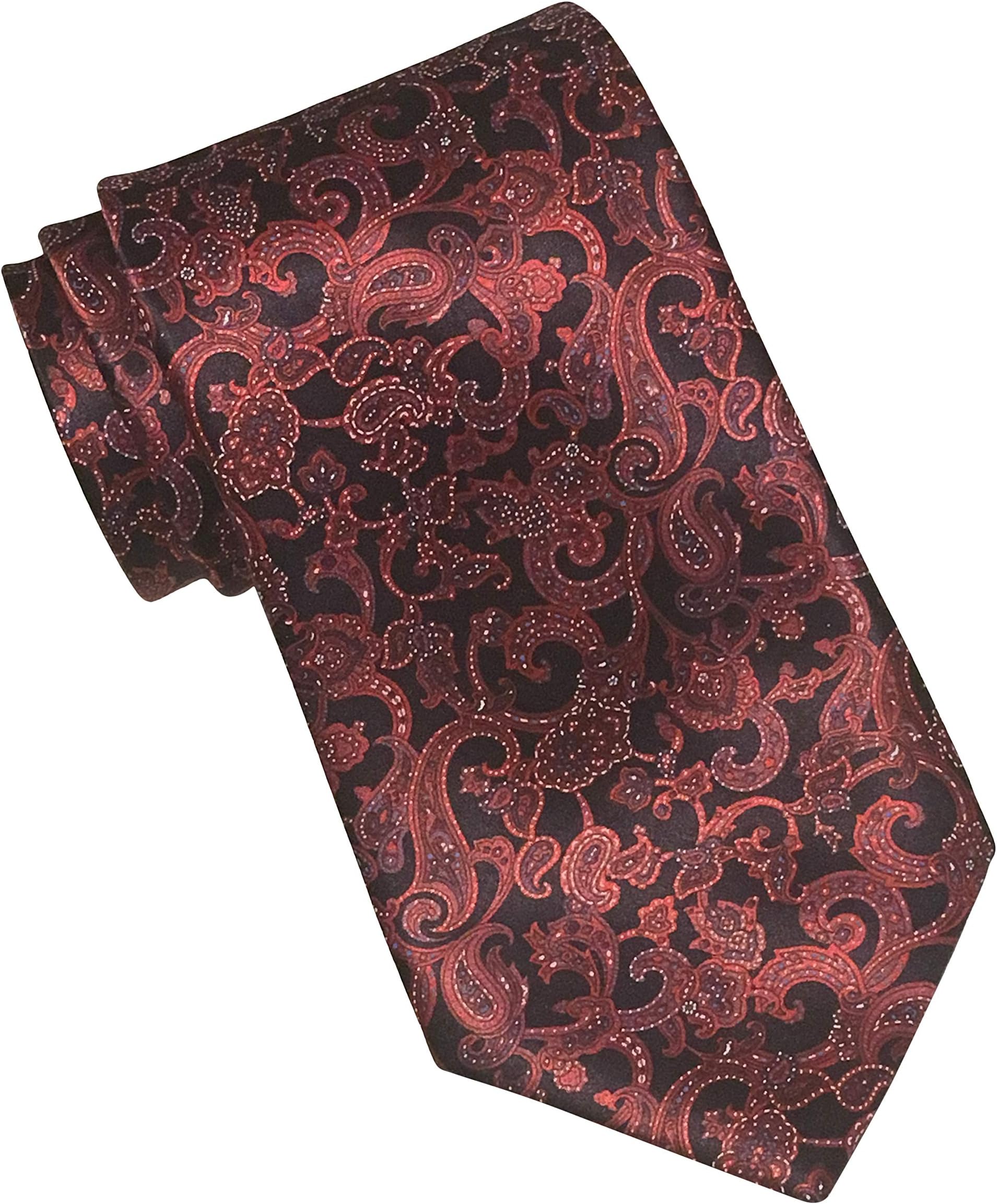 Stefano Ricci Satin Red Paisley Print Tie