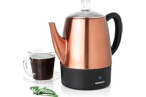 Mixpresso 4 Cup Percolator Coffee Pot Electric, Copper Stainless Steel Coffee Percolator Electric With Keep Warm Function, Classic Perculator Pot With Removable Basket for Home or Office