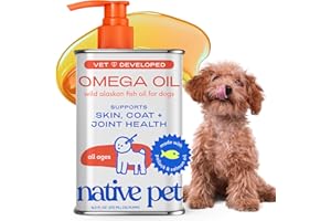 Native Pet Omega 3 Fish Oil for Dogs & Cats - Promotes Healthy Skin, Shiny Coat, & Strong Joints - Made with Wild Alaskan Salmon Oil for Dogs – Tasty, Fast-Absorbing Omega 3 6 9 Liquid Supplement-16oz