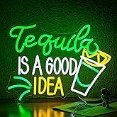 JLEWUINH Tequila Is A good Idea Neon Sign LED Tequila Light Up Sign for Wall Decor Dimmable USB Tequila Neon Light Signs for Beer Bar Home Party Music Festival Man Cave Restaurant