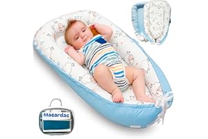 Macardac Baby Lounger for Newborn – 100% Cotton, Breathable & Soft Nest (0-24 Months), Portable Infant Pillow, Baby Lounger Pillow (Blue)