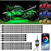 YUGUANG 12PCS Motorcycle Underglow Kit, Motorcycle Lights Underglow Kit with APP Control Multi-Color Music Sync Waterproof RGB Under Glow for Motorcycles