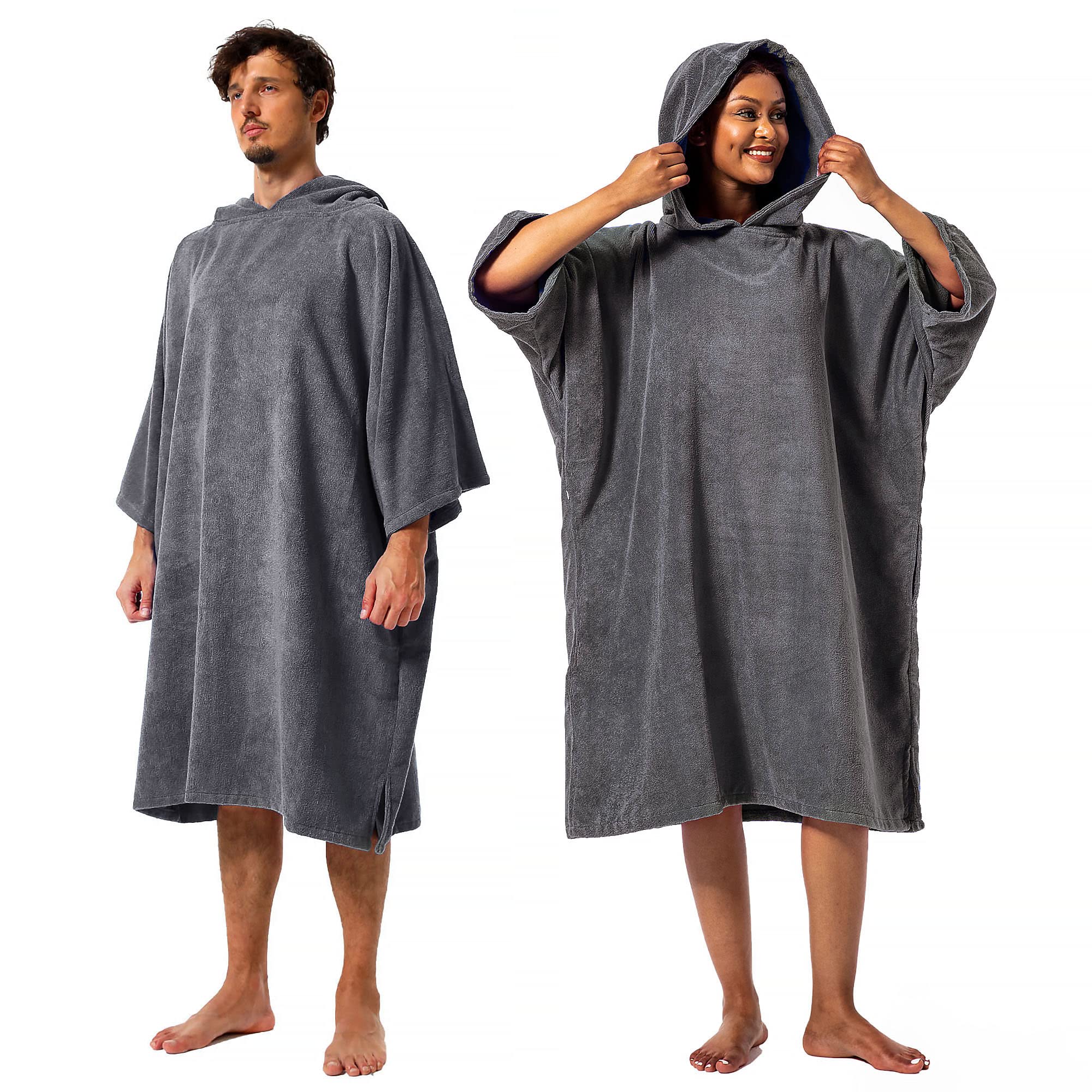 Winthome Changing Bath Robe, Surf Poncho Towel with hooded (M, Grey) — image 1