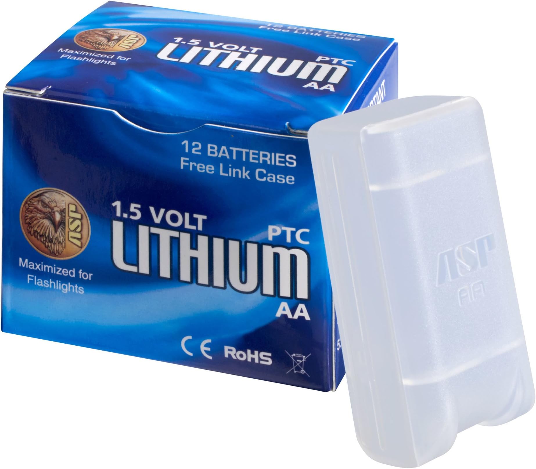 ASP AA 1.5V Lithium Batteries, Storage Case Included, 12-Pack