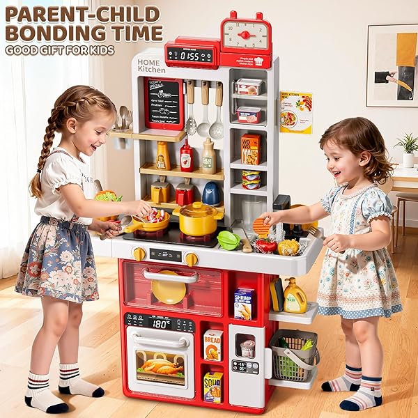 KIZONLY KIDS KITCHEN SET, 88PCS PLAY KITCHEN SET FOR TODDLERS 3-5, COOKING STOVE,TOYS ACCESSORIES WITH LIGHT AND SOUND, PRETEND KITCHEN TOYS BIRTHDAY GIFTS PLAYSET FOR GIRLS 1 2 3 4 5 YEAR OLD