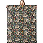 Cute Hedgehog & Floral Blanket - Plush, Soft, Comfy, Lightweight, Warm, Fuzzy, Cozy Flannel Throw Blanket for Couch, Travel, Bed, Office, Outdoor - 50in×60in