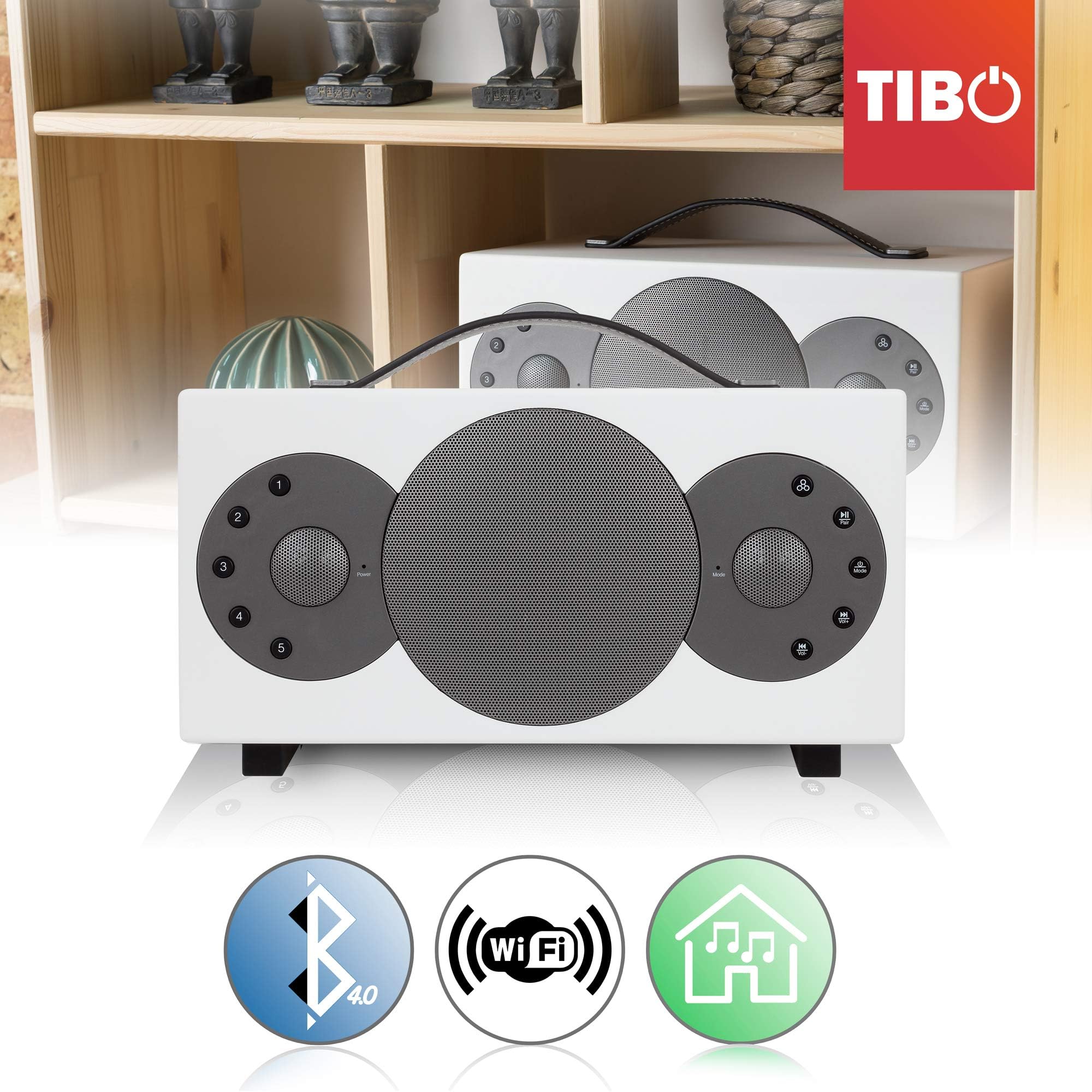 TIBO Sphere 2 | Portable Wi-Fi & Bluetooth Speaker | Multi Room Battery Powered Hi-Fi Speaker with Internet Radio for Home or Outdoor Use | Minimum 8 Hours Playback Time | White