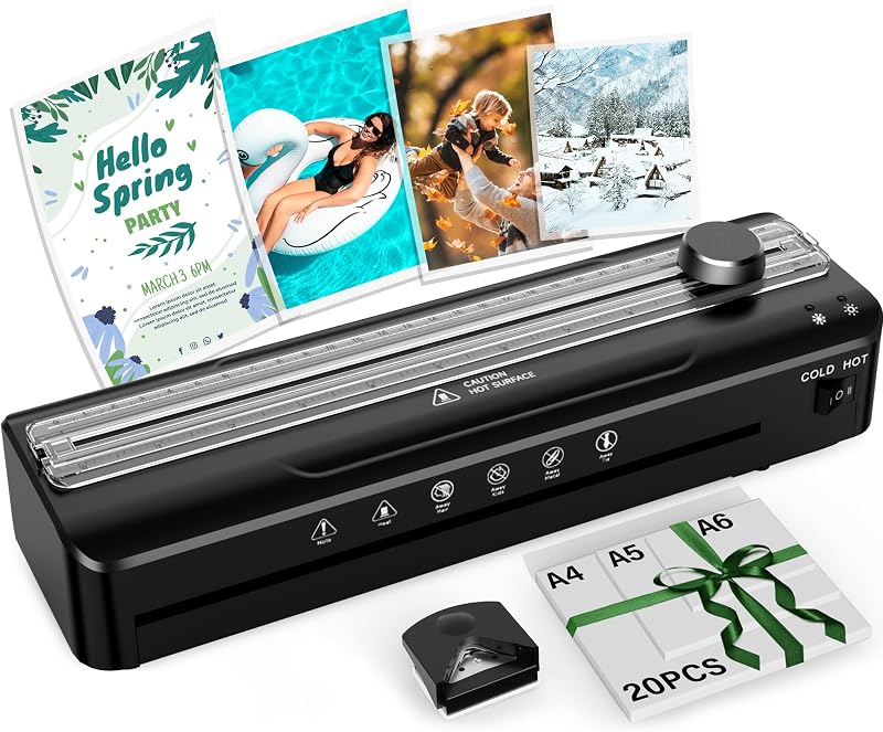 MAXDONE A4 Laminator 4-in-1 Hot Cold with Pouches Cutter Corner Rounder