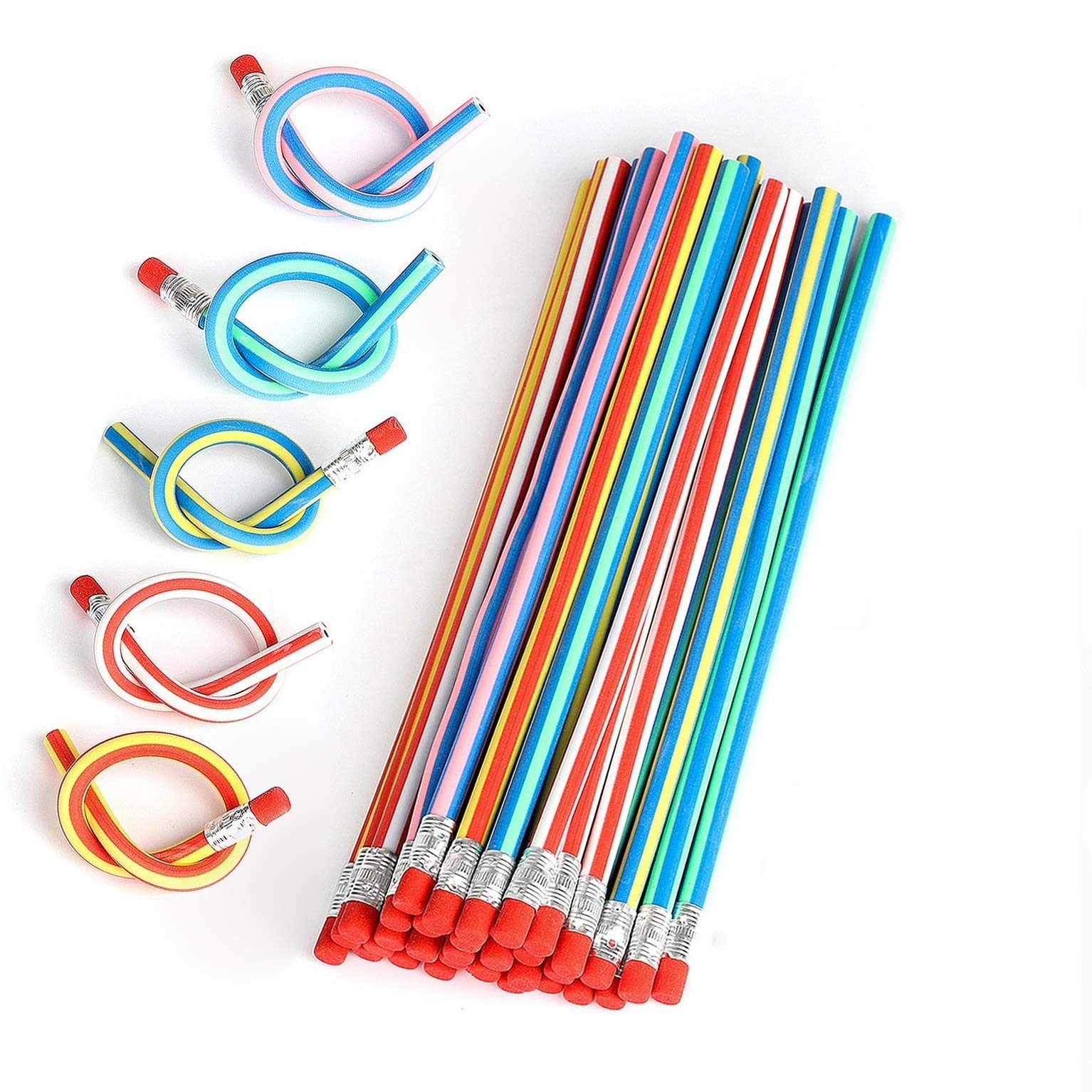 iwobi 40 Pcs Soft Flexible Bendy Pencils for Children School Fun,Classrooms,Prizes,Party Gifts