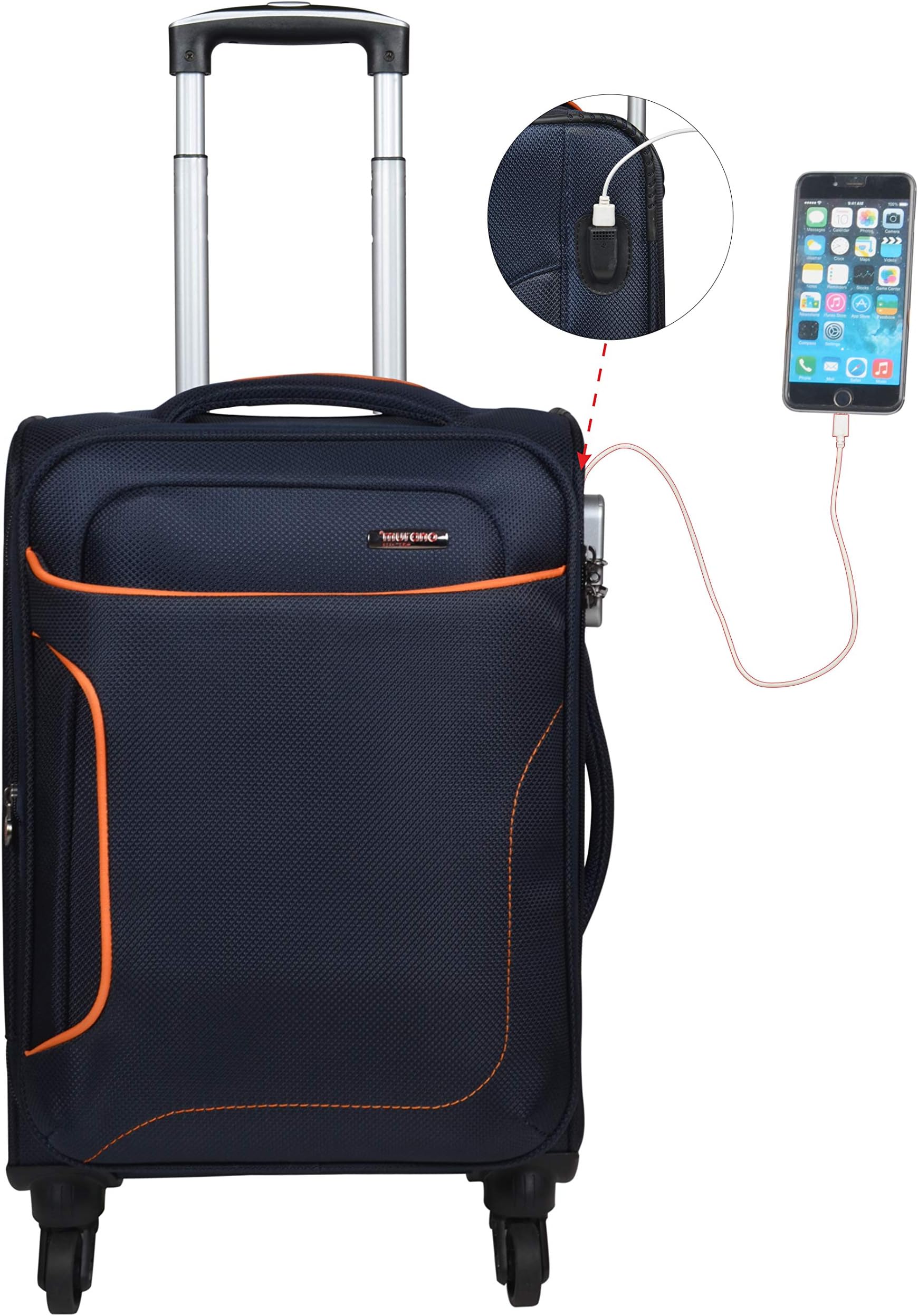 MURANO Polyester 20 inches Ct_Blue Hardsided Check-in Luggage (1070048_J_CT)