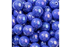 CYEENUT 20mm Acrylic Beads 60pcs Royal Blue Chunk Bubblegum Bead Beadable Pen Ball Beads for Pen Bag Jewelry Making Necklace 