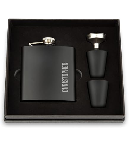 Coffret Flasque Gravé Pour Témoin De Mariage – Best Man – Acier Inoxydable 200 Ml + 4 Verres