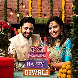 Lineshading 4 Pcs Diwali Wooden Table Decoration