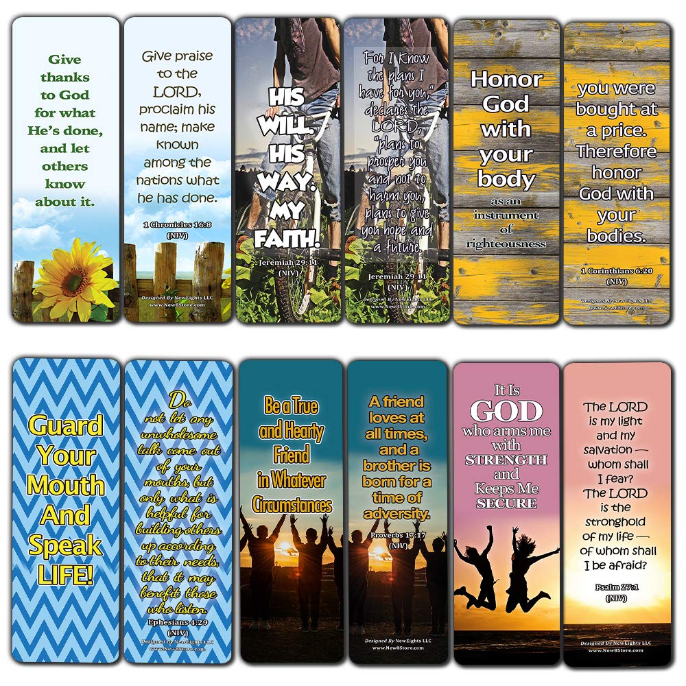 Devotional Bible Verses for Youth Bookmarks (30 Pack) - Handy Life Changing Bible Texts and Quotes That are Very Uplifting Perfect for Daily Devotional for Teens