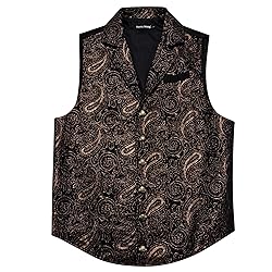 Barry.Wang Mens Brown Black Paisley Victorian Suit