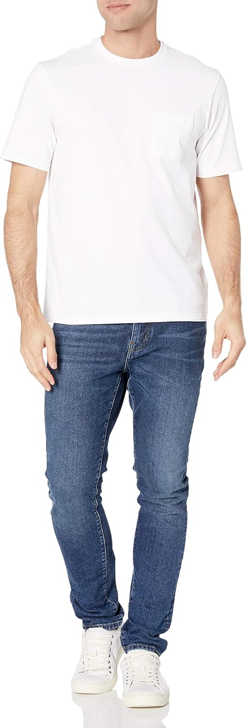  Essentials Men's 2-Pack Loose-Fit Short-Sleeve Crewneck Pocket T-Shirt: Clothing