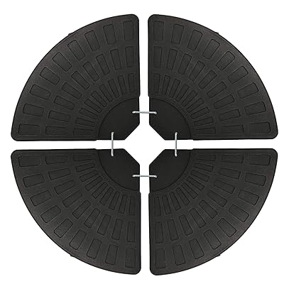 4-Piece Cantilever Offset Patio Round Umbrella Stand Square Base Plate Set, Fills Up to 200lbs w/Carry Handles - Black