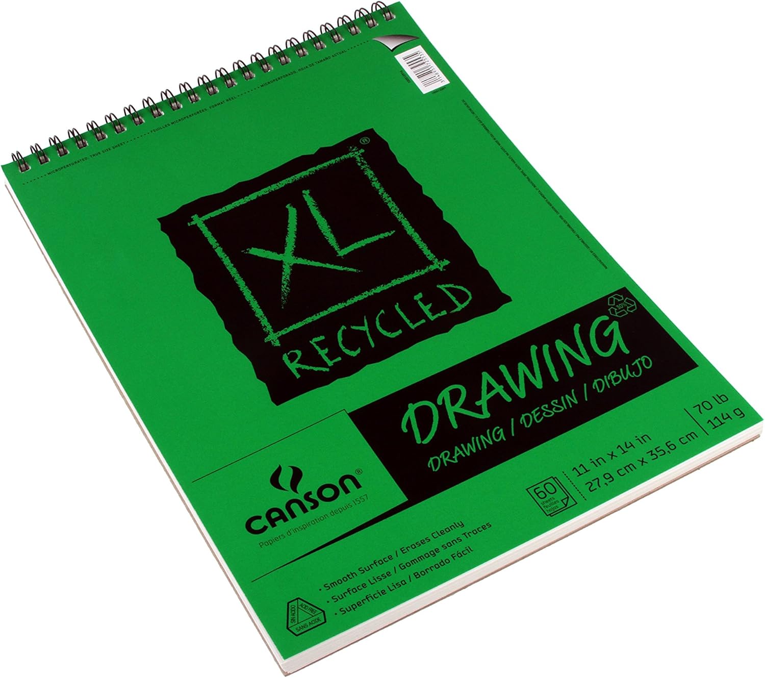 Canson XL Series Recycled Drawing Paper Pad, Top Wire Bound, 70 Pound, 11 x 14 Inch, 60 Sheets: Arts, Crafts & Sewing