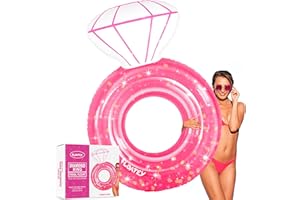Floatey Ring Floatie Bachelorette - XtraLarge Diamond Ring Pool Float | Wedding Pool Floats with Glitter Confetti | Bachelorette Party Decorations for Bride to Be | Ring Pool Float Bachelorette Pink
