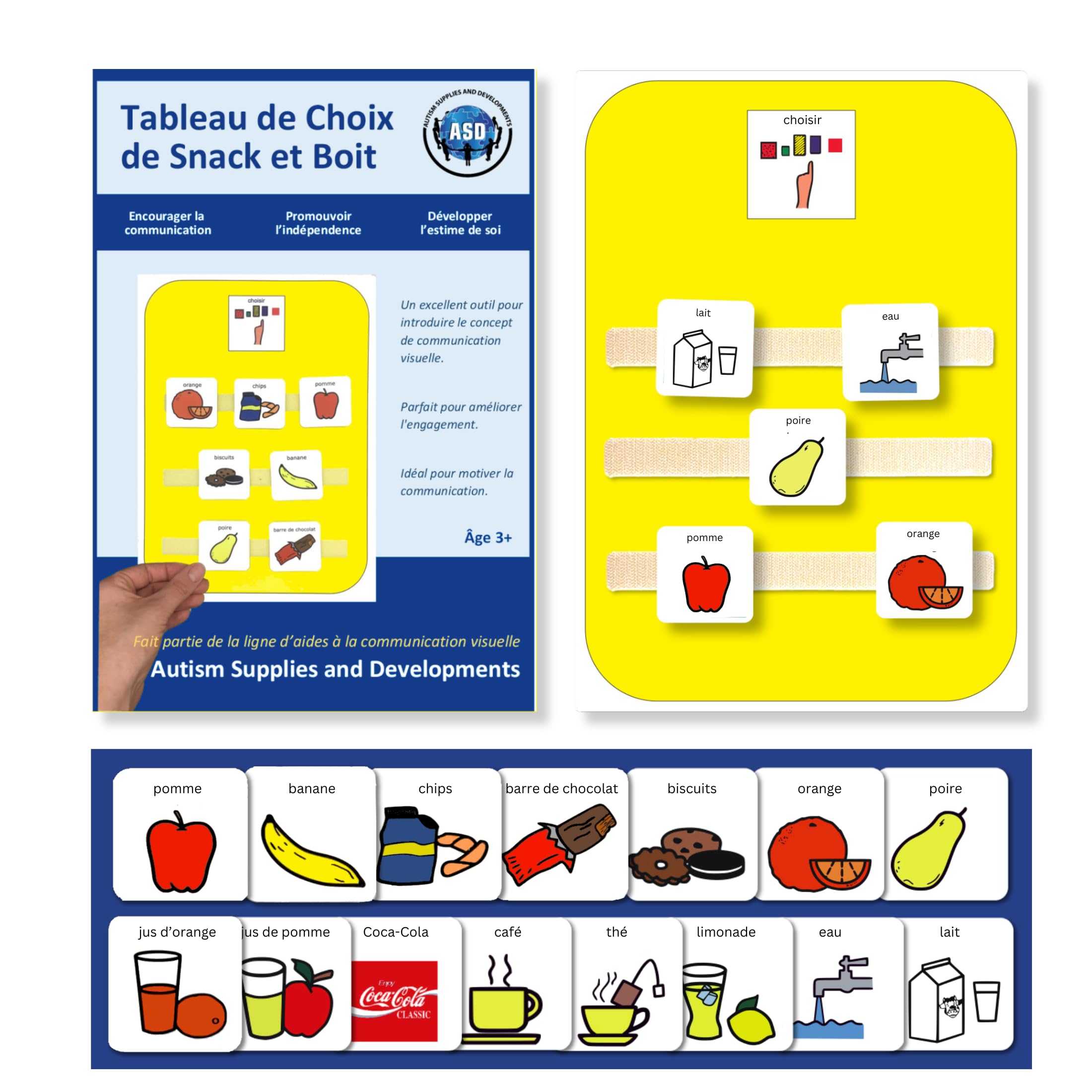 Plastic Visual Snack/Drink Choice Board (French)