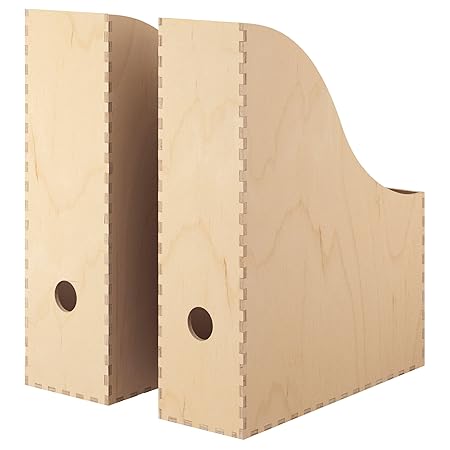 IKEA Zeitschriftensammler 'KNUFF' Holz-Aufbewahrungsbox im 2-er Set - 9x24x31cm und 10x25x31cm