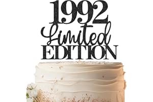 EONNCNT Limited EDITION 1992 Cake Topper - Black Glitter Happy 33rd Birthday Party Cake Decoration Supplies, Cheer to 33 Years Cake Bunting Decor for 33rd Birthday Party Photo Booth Props