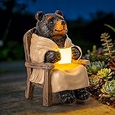 SOWSUN Solar Garden Decor Outdoor Miniature Bear Statue for Patio Yard | Gardening Gifts Whimsical Decor Outdoor Fairy Garden Accessories Flower Bed Decor for Yard Garden, 3.15"D x 2.36"W x 4.33"H