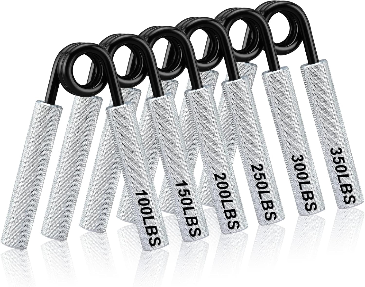 COVVY Metal Hand Grip Strengther Set(100,150,200,250lbs),Grip Strength Trainer, Crushing Grip Trainer, Pinch Grip Trainer, Forearm Exerciser, Gripper Fitness Equipment for Home Gym(Silver,Set of 4)