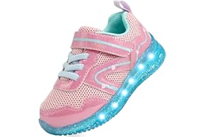 YESKIS Toddler Boys Girls Light Up Shoes LED Flashing Lightweight Mesh Breathable Adorable Running Sneakers for Toddler and Little Kid