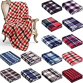 Newwiee 15 Pcs Buffalo Plaid Christmas Blanket Bulk Soft Plush Plaid Double Sided Check Pattern Cozy Decorative Blanket for Bed Couch Sofa Office 50 x 60 Inches