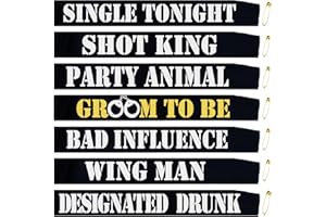 SKJIAYEE 7 Pcs Bachelor Party Sashes Set - Funny Groom to Be/Team Groom/Groomsmen/Best Man Sash for Men Bachelor Bachelorette Party Accessories Favors Supplies Decorations Gifts(Black, Silver)
