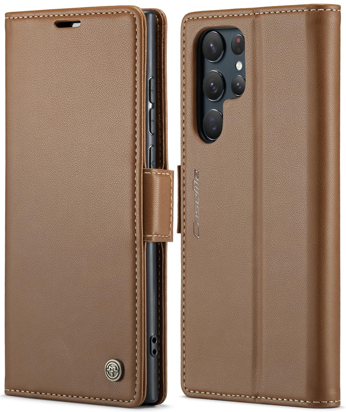 SINIANL Samsung Galaxy S22 Ultra Wallet Case with RFID Blocking, Galaxy S22 Ultra Case Wallet for Men Women Card Holder Magnetic Clasp Kickstand Leather Book Folio Case for Galaxy S22 Ultra Brown