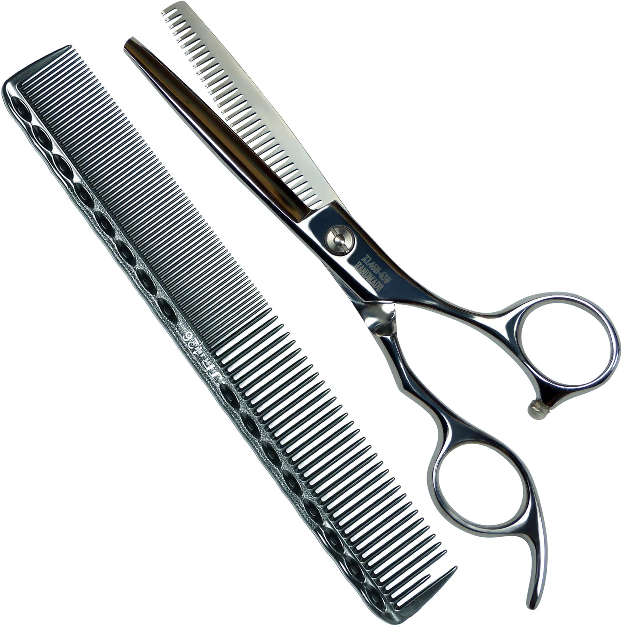 6"Professional Barber Razor Edge Thinning/Blending/Layering/Texturizing Scissors/Shears, with a Comb,420 Stainless Steel Hairdressing Styling Cutting Tool
