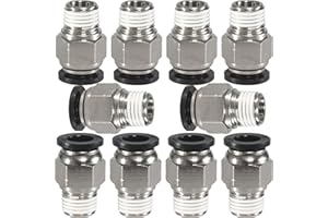 MSAEIQUN 3/8 Air hose fittings,Push to Connect Air fittings Male Straight 3/8 Inch Tube OD x 1/4 NPT Thread Fitting (Pack of 10)