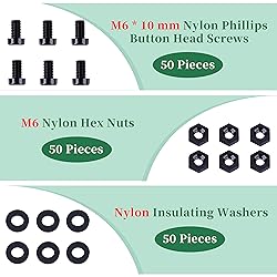 Pzsmocn 150 Pieces/50 Sets M6*10 mm Plastic Black