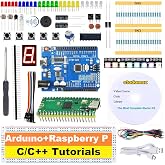 Raspberry Pico &amp; UNO R3 (CH340+ATmega328P) Compatible with Arduino IDE Learning Kit | The Ultimate Value with 75+ Components, 34 HD Tutorials | All-in-One Starter Kit with Breadboard