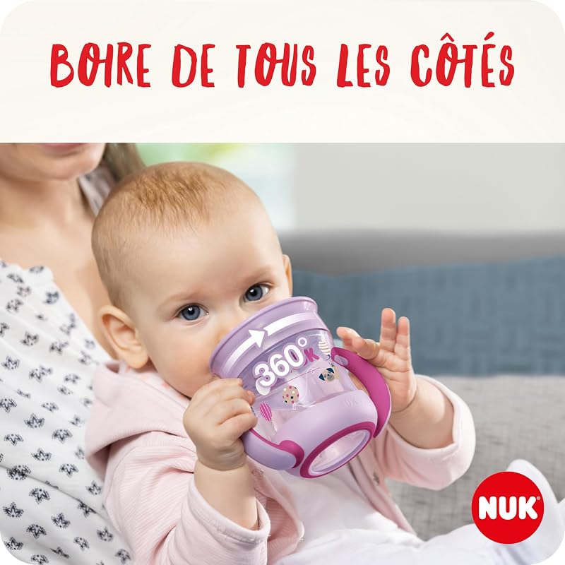 Mini Magic Cup Jour & Nuit Tasse d’Apprentissage | Bordure 360° Antifuites, pour Bébé 6+ Mois, Brille dans le Noir | 160 ml, Bleu / Turquoise, 2 Unités