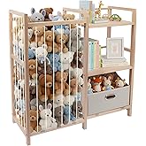 HOYWOUL Kids Bookshelf and Toy Storage, 3 Tier Children Toddler Bookcase with Movable Drawer, 31.5" H Stuffed Animal Storage Organizer Wood Montessori Book Shelf for Kids Rooms, Playroom, Beige