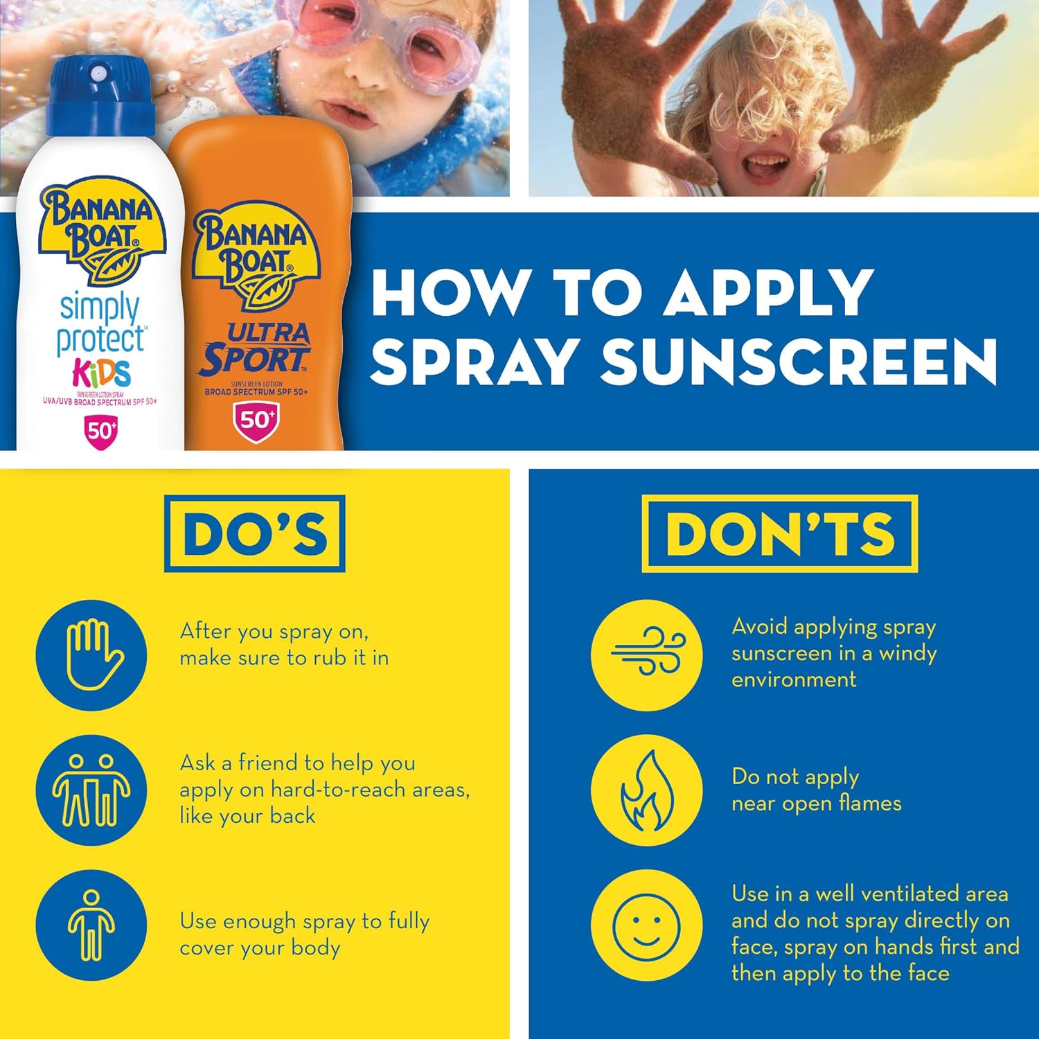 Banana Boat Ultra Sport Reef Friendly Sunscreen Spray, Broad Spectrum SPF 50, 6 Ounces - Twin Pack: Beauty