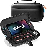 JSAUX Slim Carrying Case for Nintendo Switch 2 2025, Portable Switch 2 Case with 10 Game Slots, Protective Hard Shell for Travel and Storage, Black